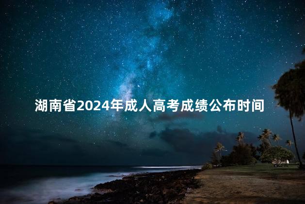湖南省2024年成人高考成绩公布时间：11月末